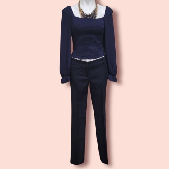 Loft Pants Marisa Trouser Women’s Sz 2 Straight Leg Blue Mid Rise 30x31 - Picture 2 of 12